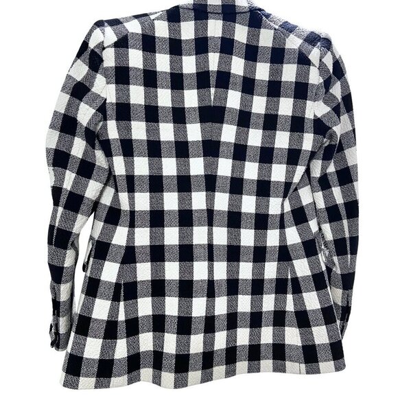Veronica Beard Miller Dickey Tweed Blazer Black White Gingham Double Breast Sz 0 - Picture 6 of 15